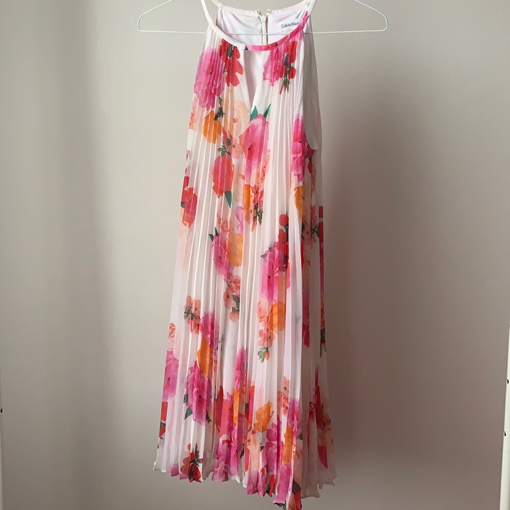 Calvin Klein pleated floral dress